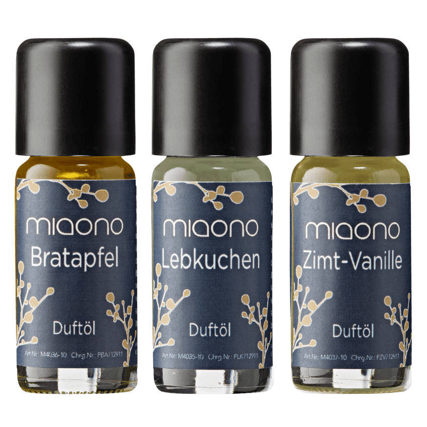 3er Duftöl-Set „Weihnachten“ – Bratapfel, Lebkuchen, Zimt-Vanille