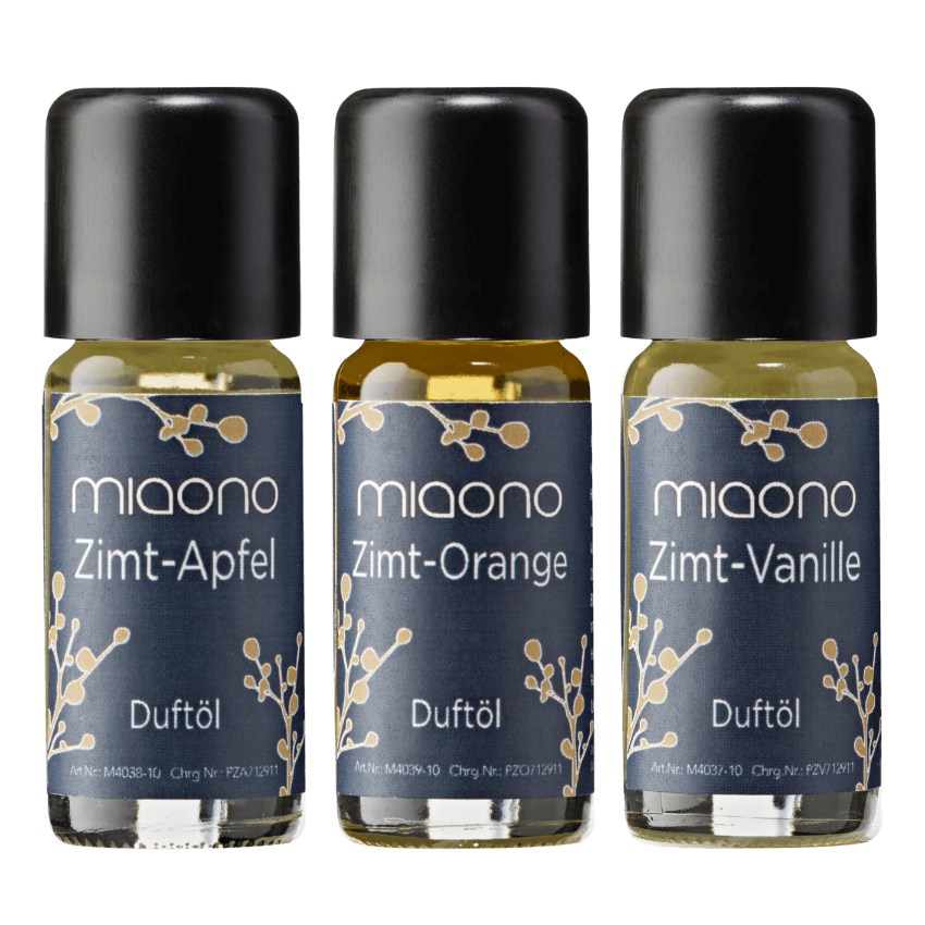 3er Duftöl-Set „Winter“ – Zimt-Apfel, Zimt-Vanille, Zimt-Orange