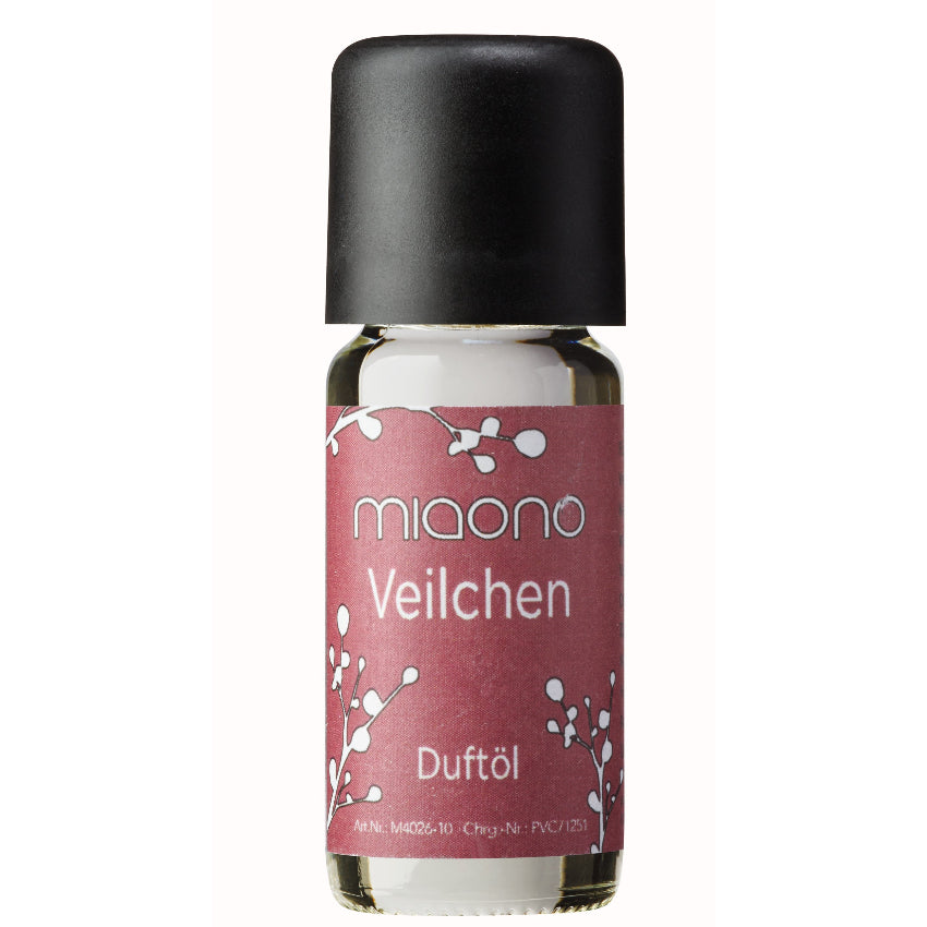 Miaono Duftöl Veilchen 10ml, in Deutschland abgefüllt, mit zartem und blumigem Veilchenduft – ideal für eine elegante und beruhigende Atmosphäre.