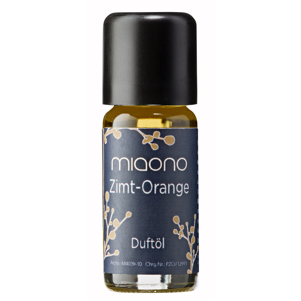 Miaono Duftöl Zimt-Orange 10ml, in Deutschland abgefüllt, mit einem warmen, würzigen Zimt- und fruchtigen Orangenduft – perfekt für eine gemütliche und einladende Atmosphäre.