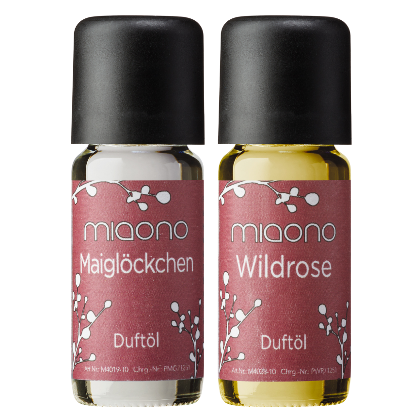 Miaono Duftöl-Set Blumig – Hochwertige Duftöle Maiglöckchen & Wildrose, perfekt für blumige Duftmomente und ein harmonisches Raumklima.